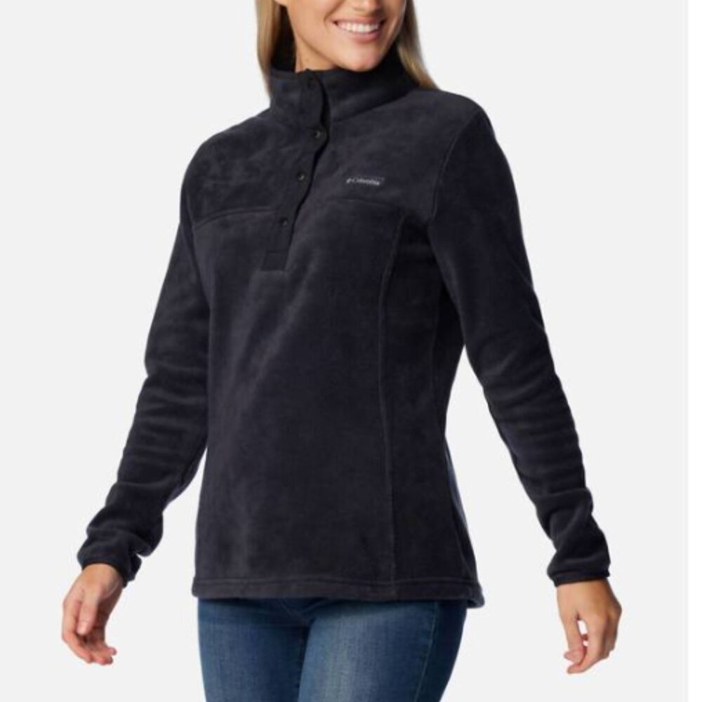 Columbia Benton Springs Half Snap Pullover Fleece Top Women's‎ Sz S Black#67R